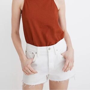 Madewell 24 White Cut Off Raw Fringe Hem Stretch Denim Shorts